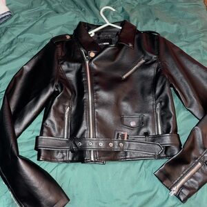 Fashion nova Black Faux Leather Jacket large